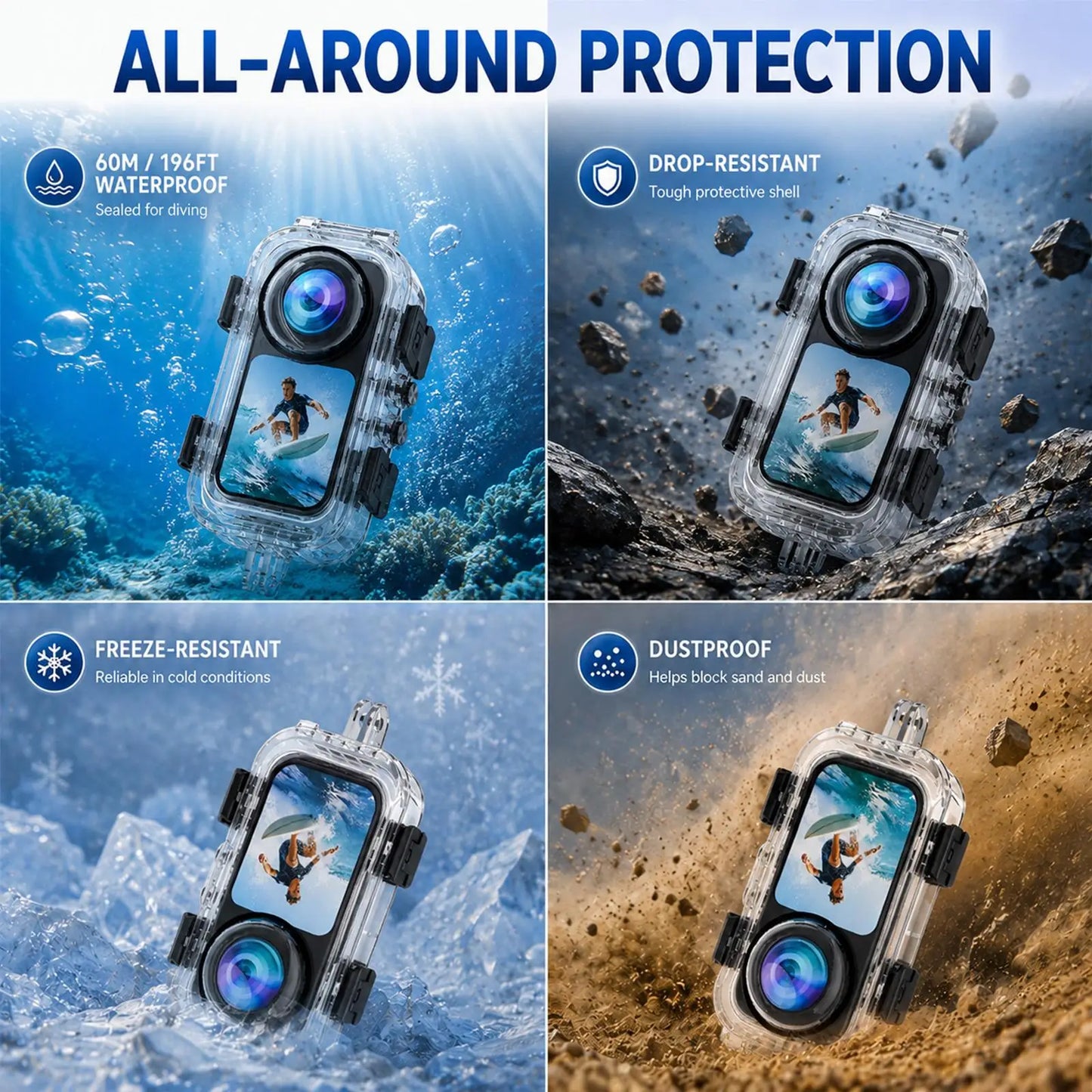 60 Metre Waterproof Diving Case for Insta360 X6