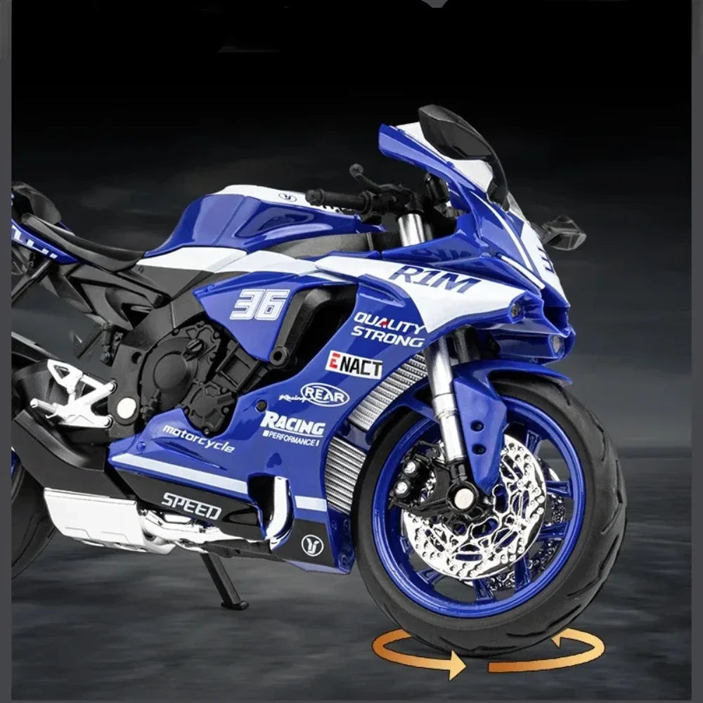 1/12 Yamaha R1M Toy Motorcycle Model Alloy Diecast with Shock Absorption Simulation Scale Motorcycle Model Toys for s Gifts