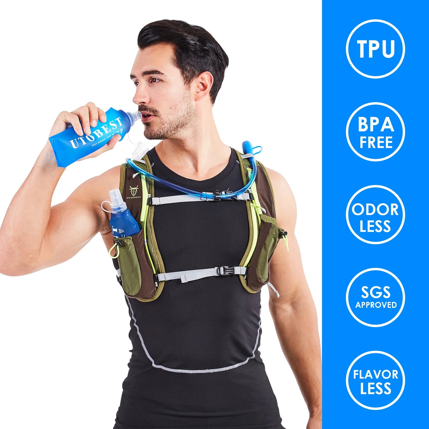 250ml 350ml 500ml Soft Flask Folding Collapsible TPU Water Bottle for Outdoor Running Hiking Cycling