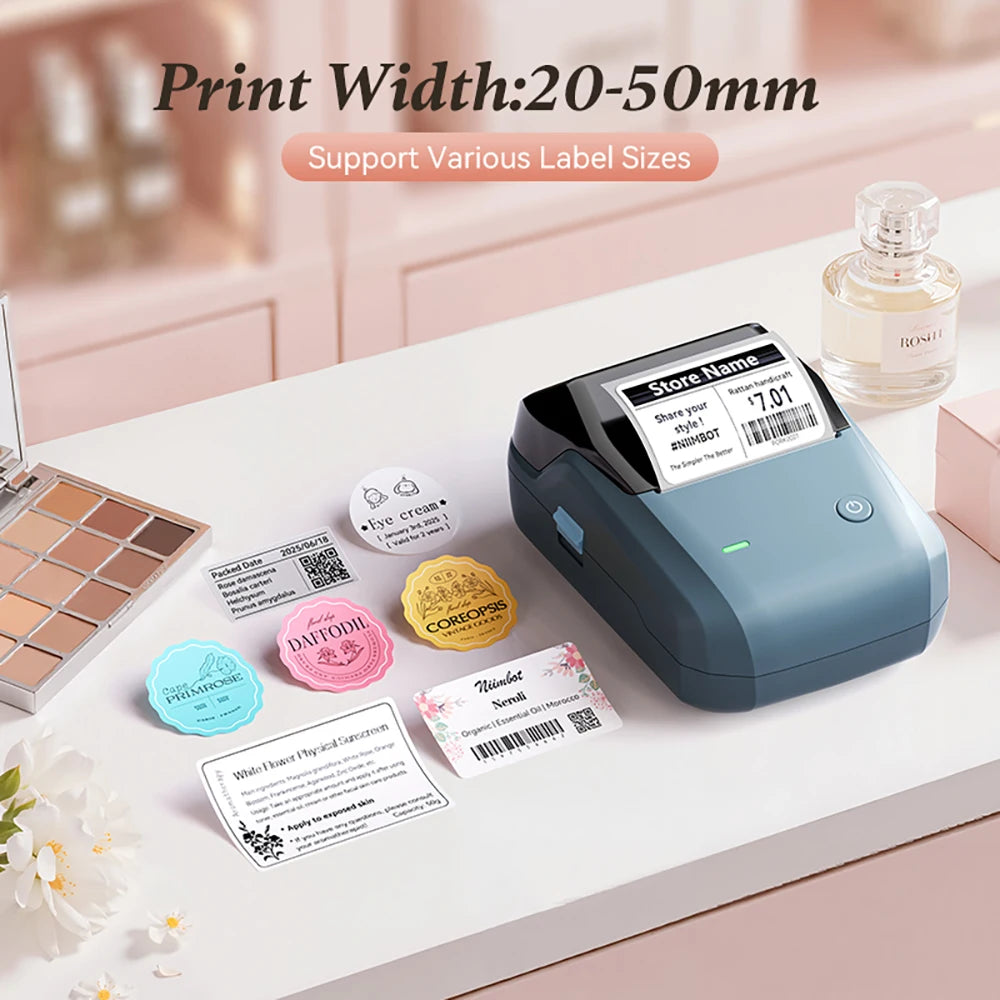 B1 Portable Label Printer, Bluetooth Wireless Mini Thermal Label Maker 20–50mm, Inkless Sticker Printer for Home & Business