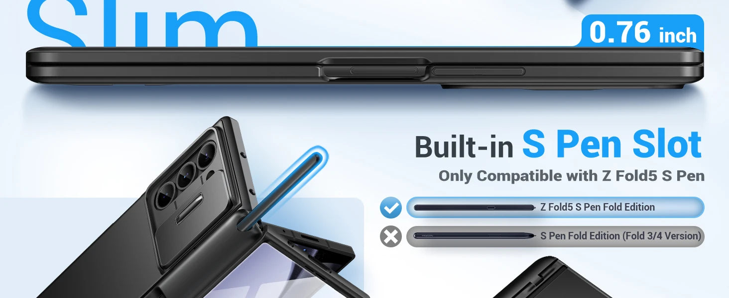 Big Stand For Z Fold 5 Case with Slide Camera Cover Built-in HD Screen Protector Full Body Heavy Duty Shockproof Slim Phone Case