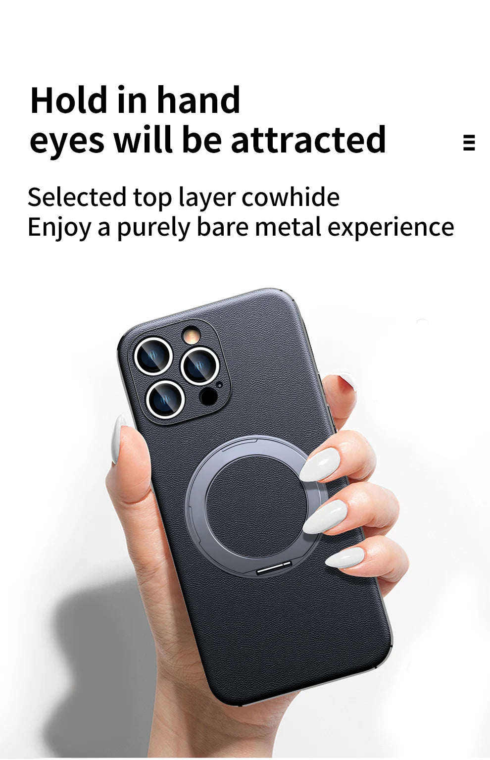 Leather for Magsafe Case for iPhone 16 15 14 Pro Max 16Pro Ring Luxury Lens Protection Holder Phone Back Cover