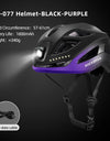 Bicycle Light Helmet Type-C Rechargeable Front + Rear Light Warning Bike Helmet Head Safety MTB Road Cycling Helmet