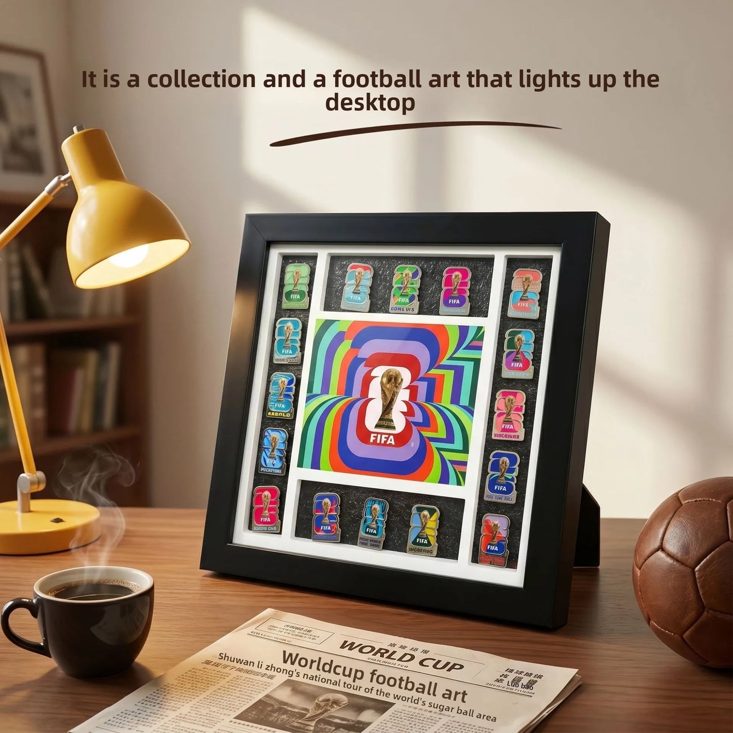 2026 Football Badge Collection Display Frame Soccer Fan Memorabilia Decor