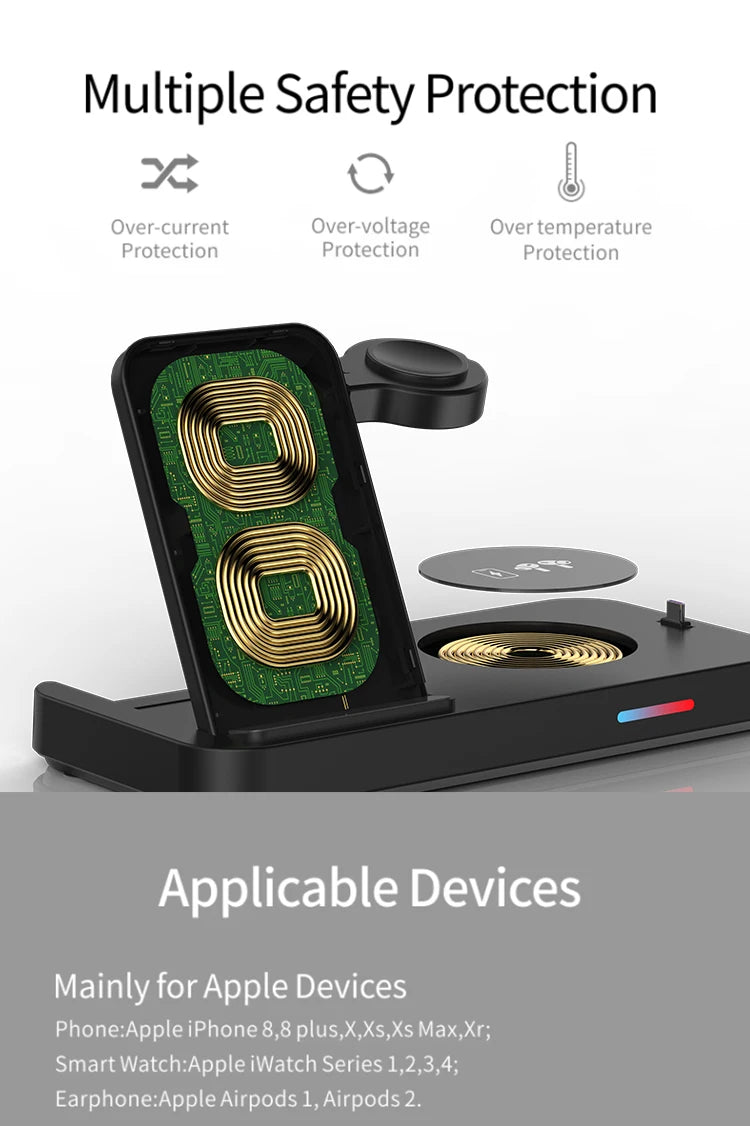 3 in 1Wireless Charger Stand Fast Charging Dock Station Type C For Watch Huawei iPhone 15 14 13 12 Pro Max Earbuds