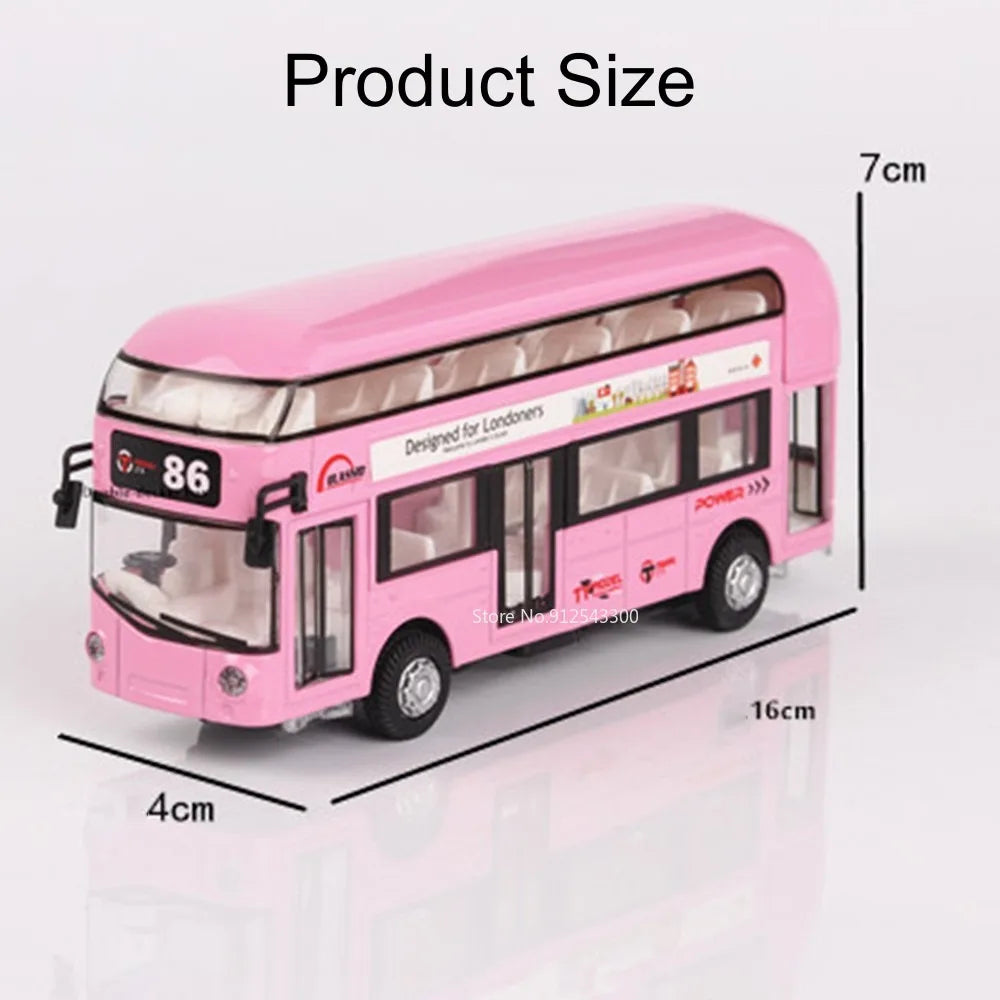 1/36 Double-decker Bus Model Car Toy Alloy Diecast Sound Light Metal Vintage London Autobus Models Toys Collection s Gifts