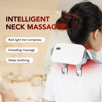 Neck Shoulder Massager Electric Shoulder and Neck Massage Device Deep Tissue Shiatsu Back Massagers Hot Compress Relaxation