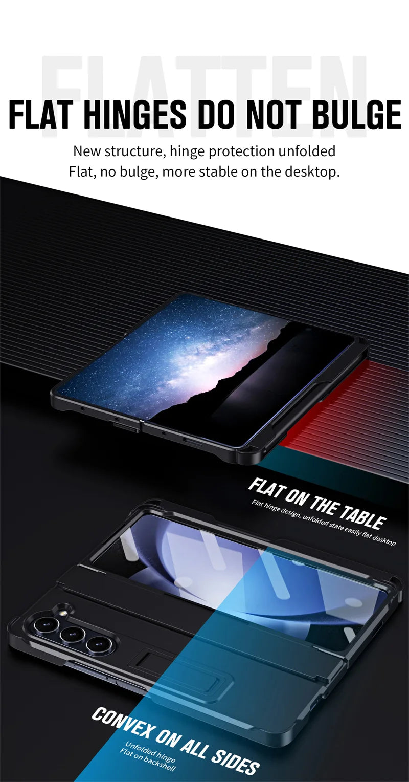 Phone Case With Pen Slot Stylus Hinge bracket Shell Membrane For Samsung Galaxy Z Fold 5 4 3 Case All-Inclusive Z Fold 6 3 Cover