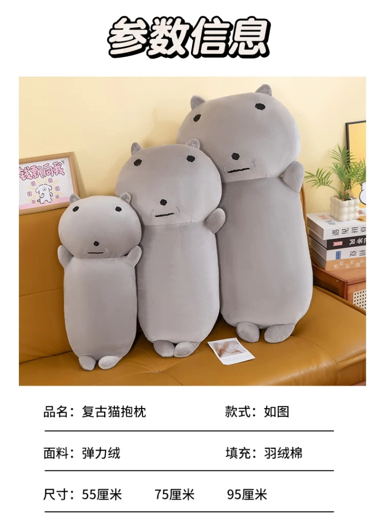 95cm Grey Cat Plush Toy Long Hugging Pillow