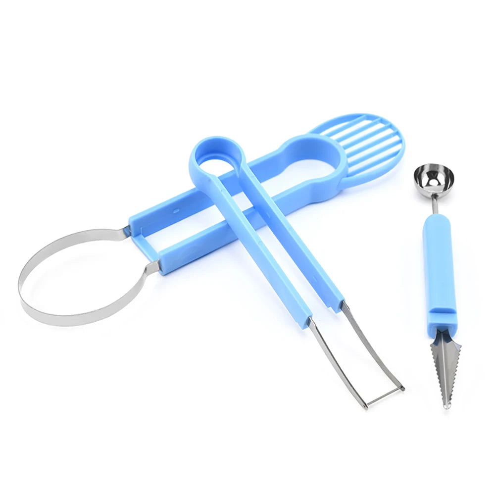3 In 1 Fruit Ball Digger Carving Knife Kiwi Fruit Lemon Spoon Hami Melon Separating Cutter Portable Household Kitchen Gadget Set
