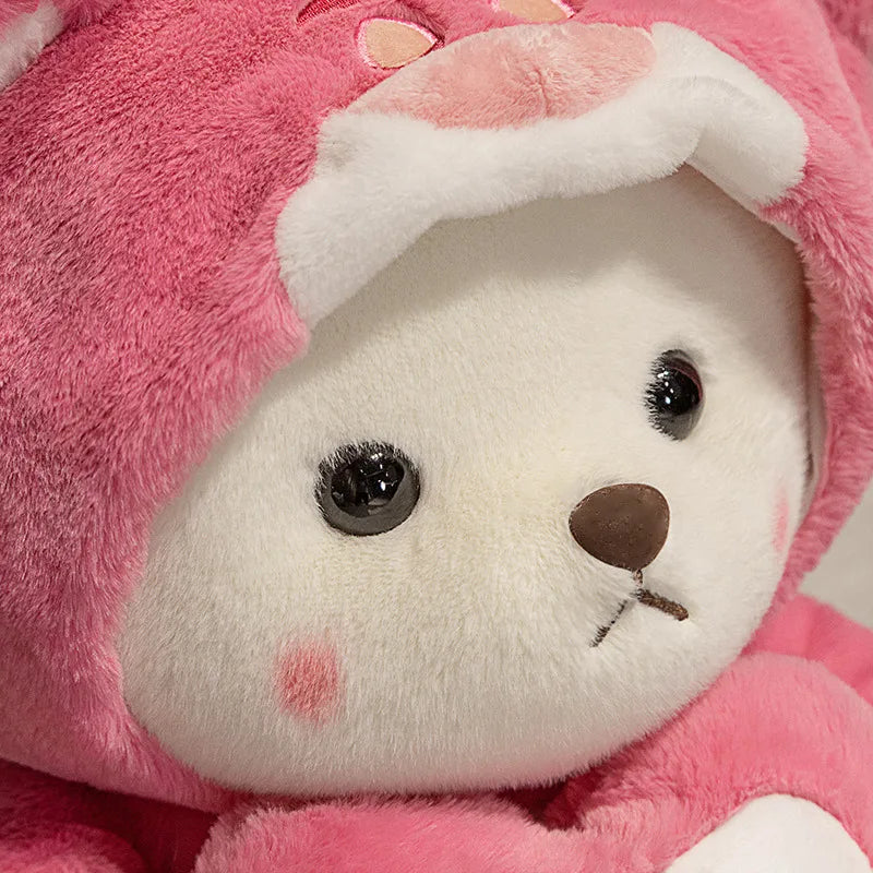 Pink Teddy Bear Plush Stuffed Animal with Cloth