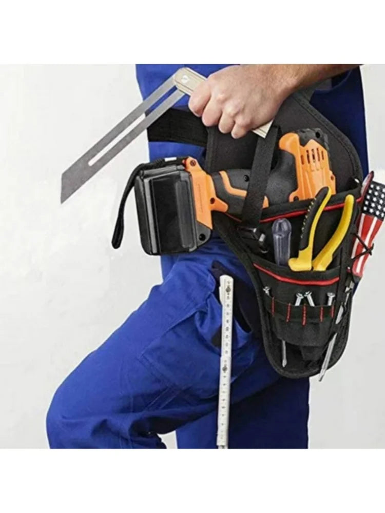 1Pcs Drill Holster W/Multiple Tool Loops and Angled Design To Evenly Balance Weight on Belt Portable Multifunctional Toolkit