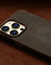 Retro Cowhide Phone Case for iPhone 16 15 14 Pro Max 16Pro 14Pro 15Pro Luxury Crazy Horse Genuine PULL-UP Leather Back Cover