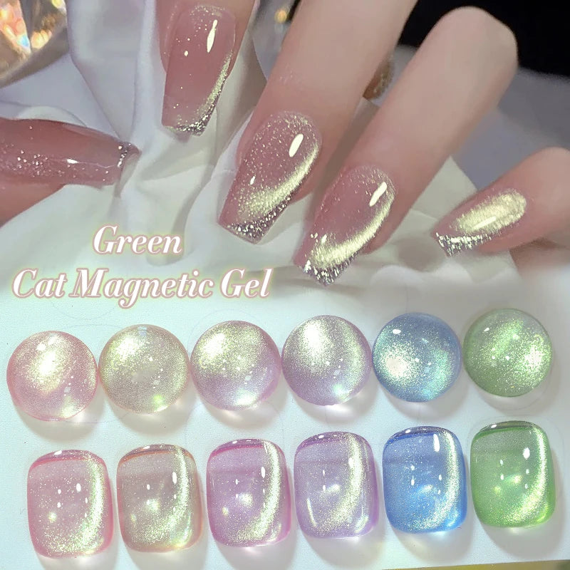 10ml Green Cat  Gel Ultra Shine Holographic Glitter Semi Permanent Soak Off UV LED Gel Varnish For Manicure