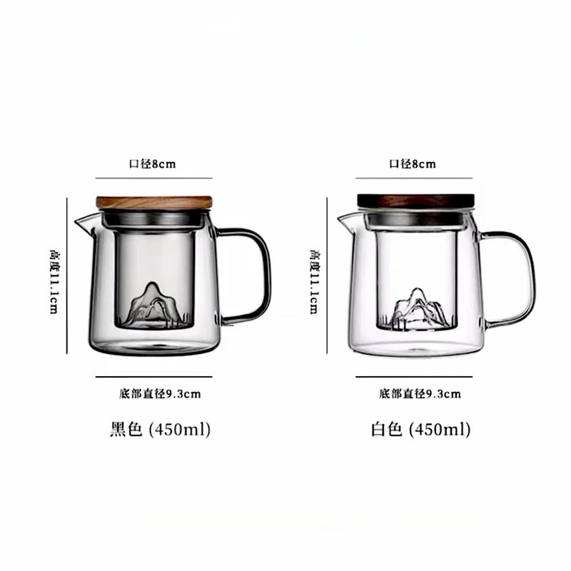 450ml High Borosilicate Glass Teapot with Mountain View Filter