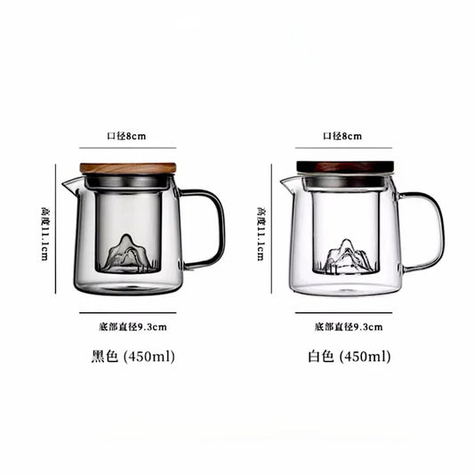450ml High Borosilicate Glass Teapot with Mountain View Filter