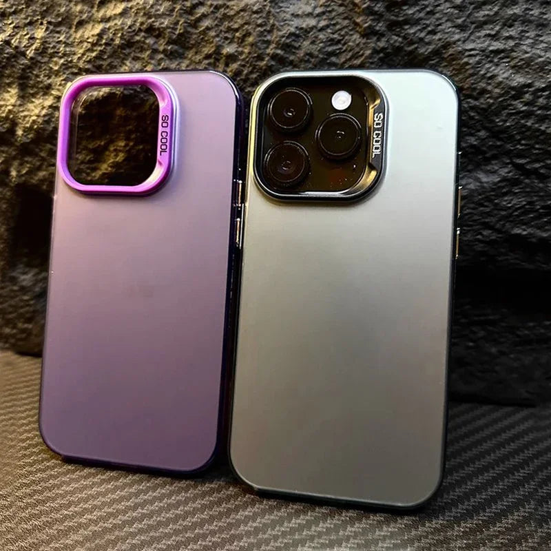 Luxury Matte Anti-drop Armour Phone Case for iPhone 17 16 15 14 Pro Max Air Lens protect Cover