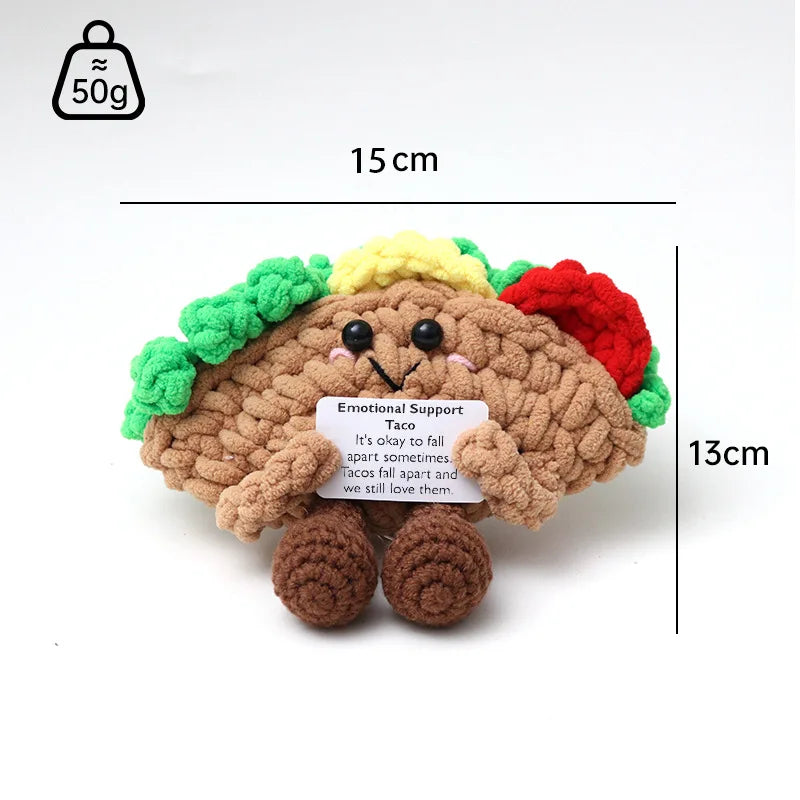 3 Pcs Positive Crochet Hedgehog Doll with Affirmation Card Home Room Decoration Funny Handmade Plush Doll Ornaments Christmas Gifts
