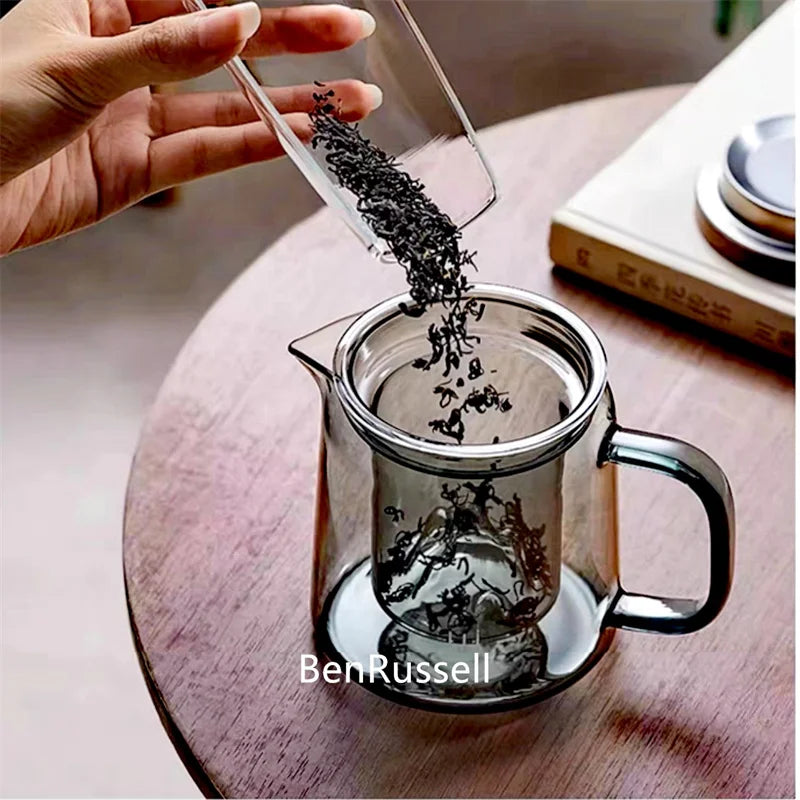 450ml High Borosilicate Glass Teapot With Mountain Wiew Filter Tea Water Separation Brewing Tea Pot Kungfu Tea Maker Teaware
