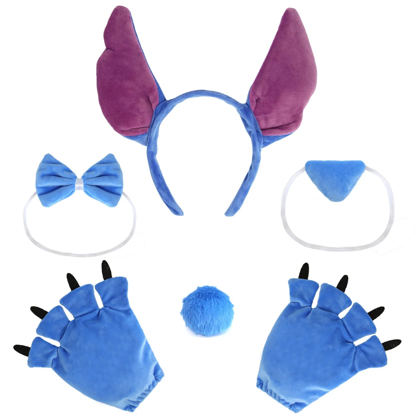 Blue Princess Dress with Cartoon Ear Decor and Glitter Skirt