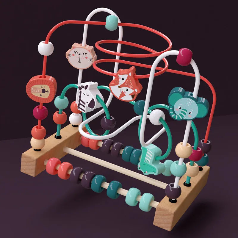Montessori Wooden Toys Circles Bead Wire Maze Roller Coaster  Early Educational Puzzles Toy for  1 2 3 Years