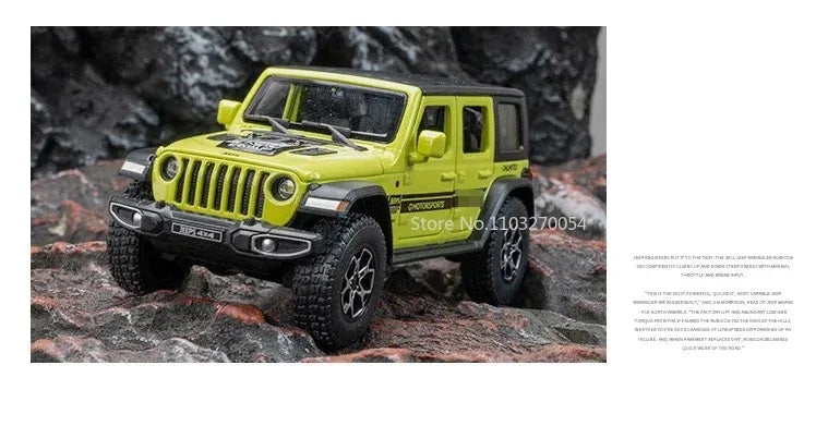 1:32 Wrangler Rubicon Model Toy Alloy Diecast Car Doors Opened Sound Light Pull Back Miniature Off-road Vehicle  Holiday Gift