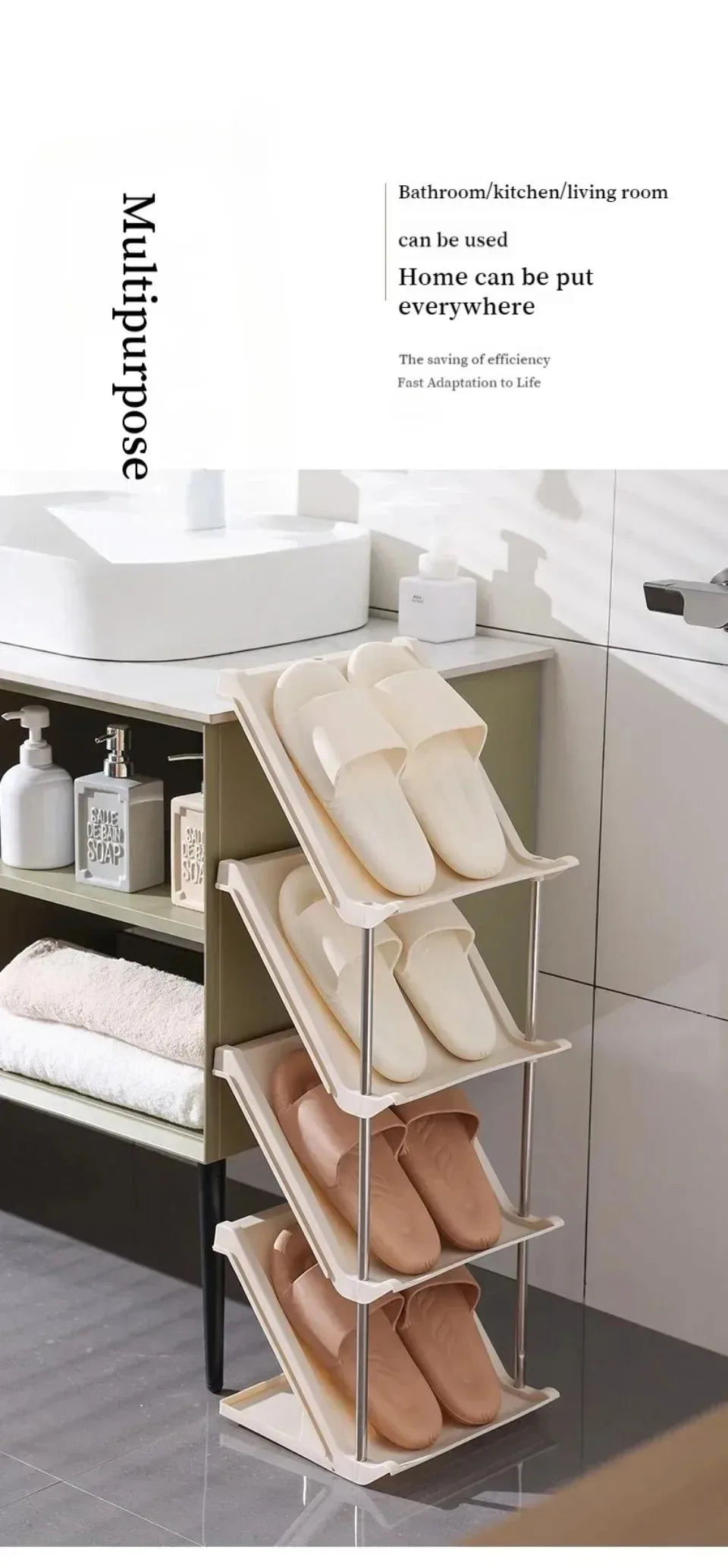 Plastic Shoe Shelf Simple Multi-Layer Living Room Vertical Shoes Racks Narrow Stackable Free Standing Shoes Entryway Or Bedroom