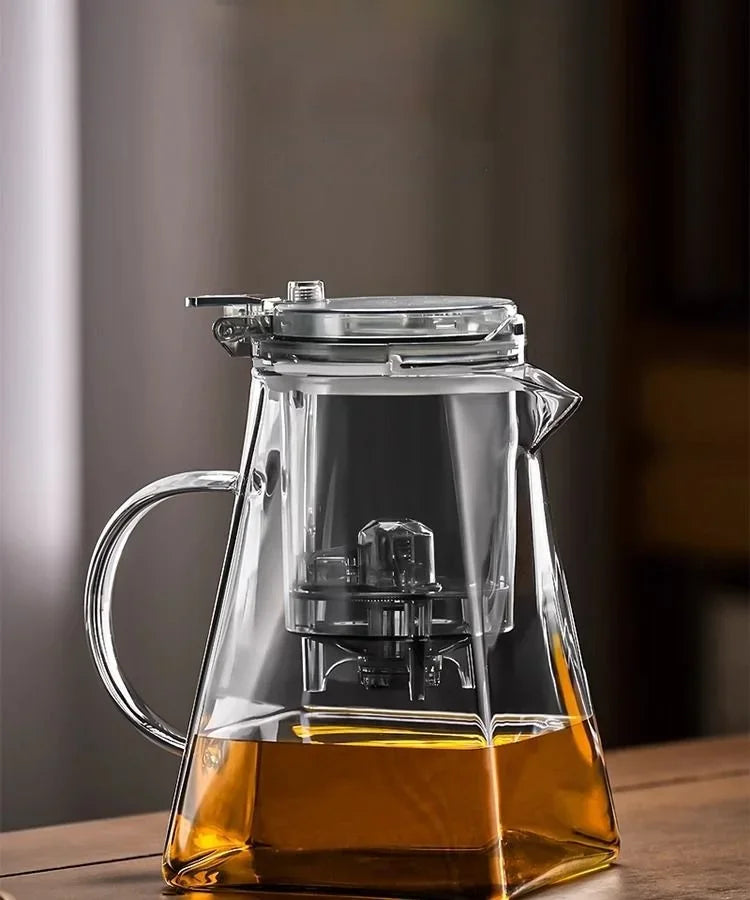High Borosilicate Glass Tea Pot with One Touch Tea Separation Filter 1000ml