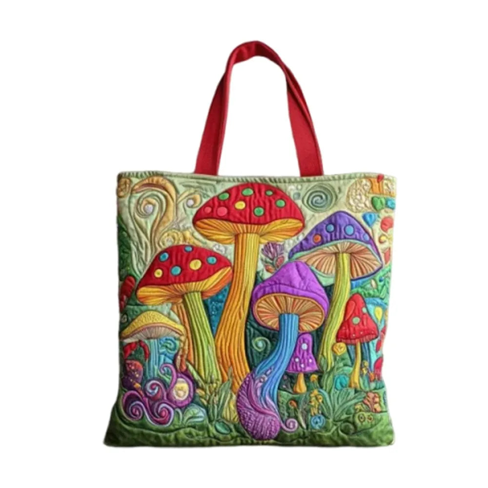 Vintage Quilted Canvas Tote Bag Large Capacity 3D Printed Shoulder Handbag