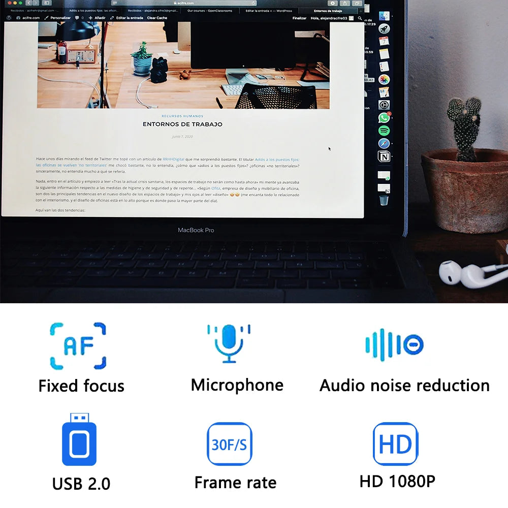 Webcam 1080P Web Cam for Pc Drive-free USB Rotatable Camera with Microphone for Desktop Computer for Video Calling Conference