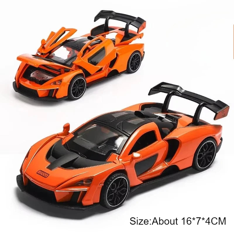 1:32 720S Senna Sports Car Model Toy Doors Opened Metal Die-cast Sound Light Miniature Vehicles Models Boys Collection Gifts