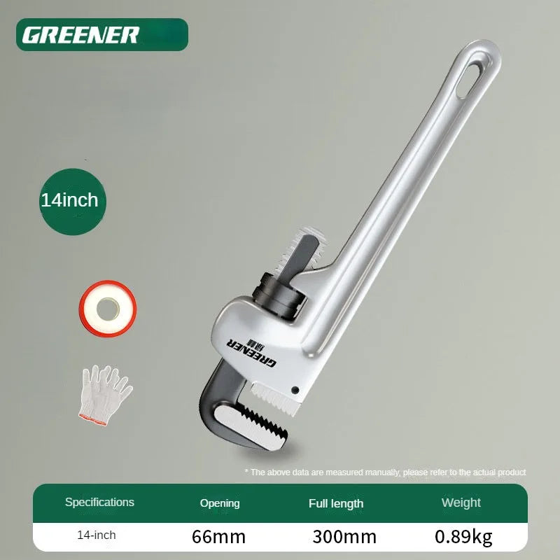 8/12/14/18 inch Pipe Wrench 40% Lighter Adjustable Aluminum Plumbing Wrench Heavy Duty Straight Pipe Wrenches Jaw Max Capacity