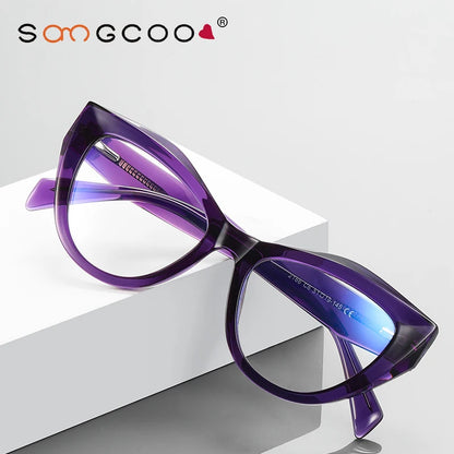 HONGMEI Unique Design Myopia Prescription Glasses Women Cat Eye Hyperopia Reading Anti Blue Light Optical Eyeglasses Frame2166