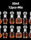 50ml 100ml 6pcs 12pcs Whisky Glass Liquor Bottle French Carved For Alcohol Wedding Gifts Wine Mini Container Storage Favour Set