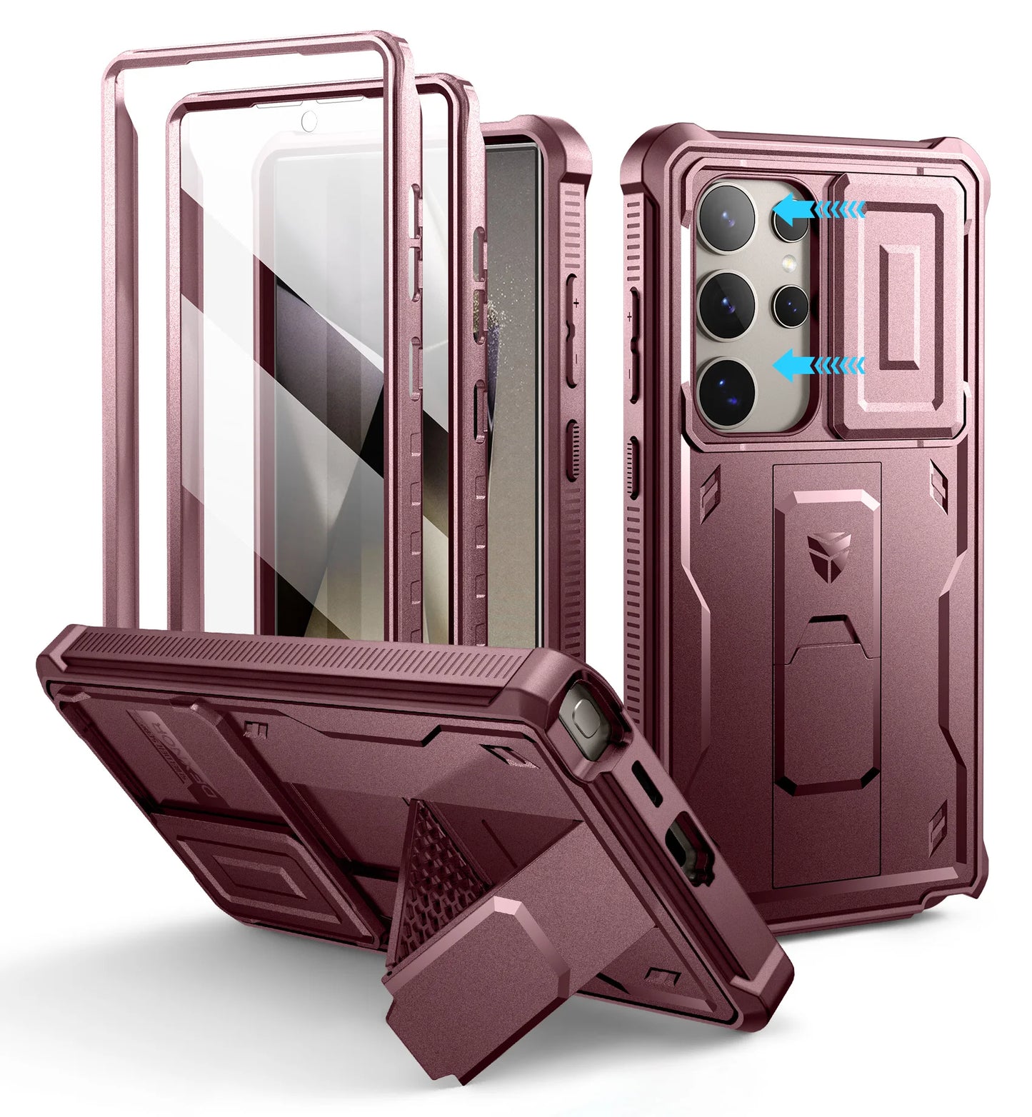 For Samsung Galaxy S24 Ultra 6.8 inch 2024 Case Full Body Rugged Case with Camera Cover & Built-in Screen Protector Kickstand