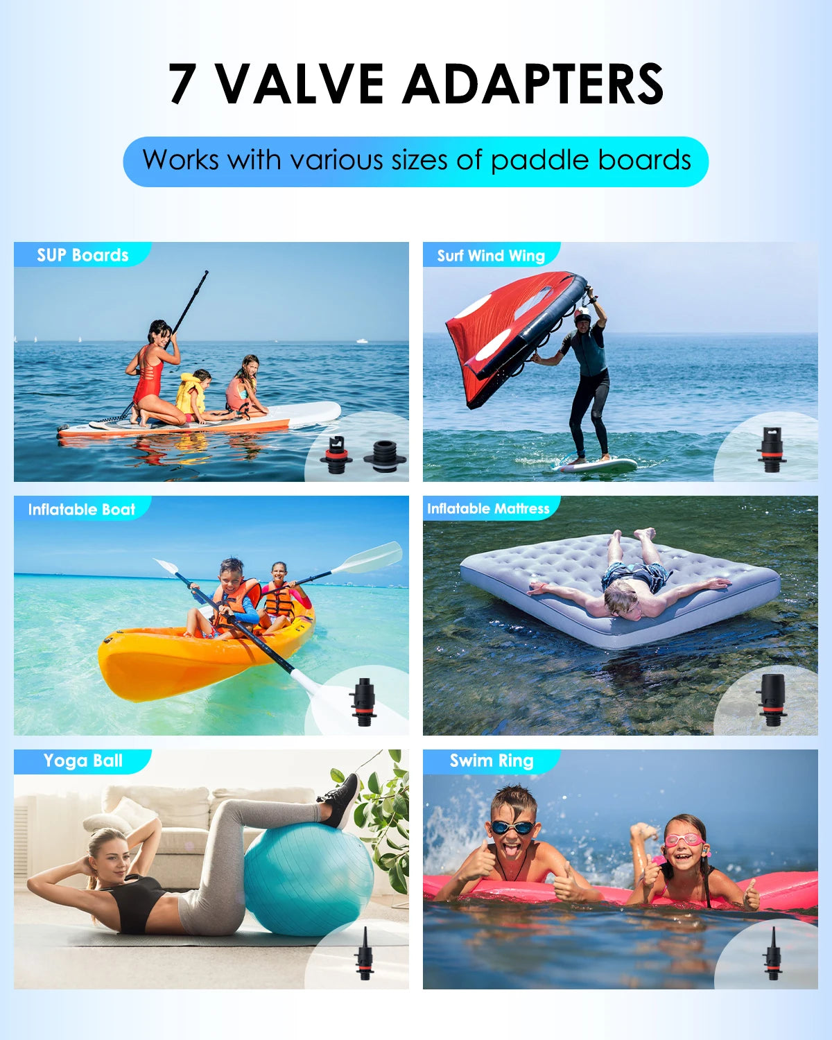 Electric SUP Pump Inflatable PVC Boat Accessories Stand Up Paddle Boards 20PSI Pump for Kayak Surfing Kite Mattress Tents