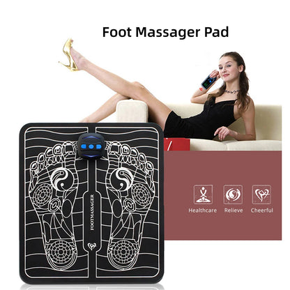 Electric Foot Massager Pad With Remote Control of Foot Massage Pads USB Charging Portable Foldable Massage Mat