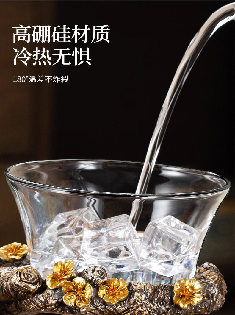 Glass Kung Fu Tea Set with Magnetic Suction Teapot and Tea Cups 900ml