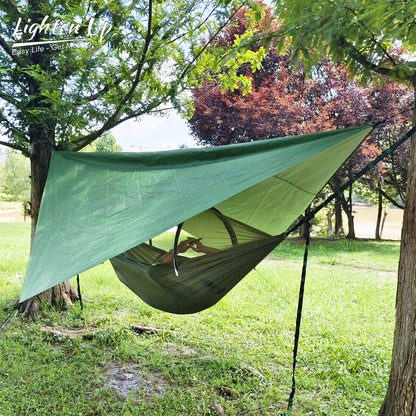 Portable Outdoor Camping Hammock with Mosquito Net and Canopy High Strength Parachute- Fabric Hanging Bed Hunting Sleeping Swing