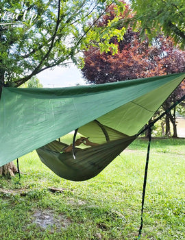Portable Outdoor Camping Hammock with Mosquito Net and Canopy High Strength Parachute- Fabric Hanging Bed Hunting Sleeping Swing