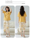 2-Pcs Women’s Summer Cotton Pajama Set – Breathable Short Sleeve Sleepwear with Cute Prints