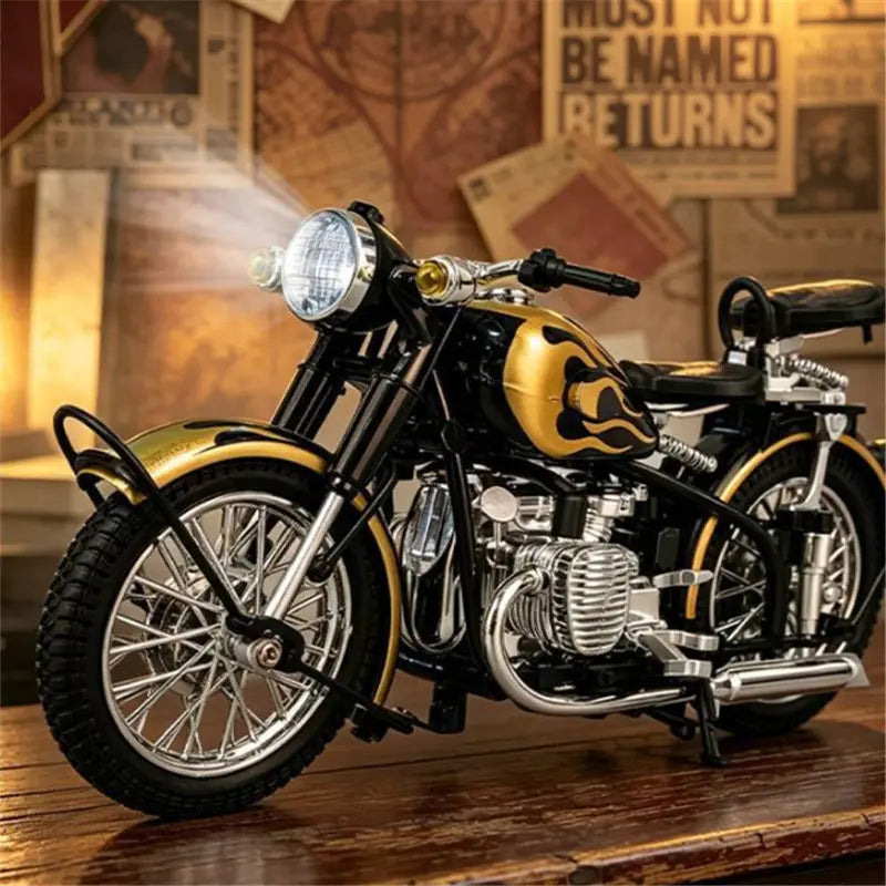 Diecast Retro Bobber Sidecar Motorcycle Model 1 to 10 Scale