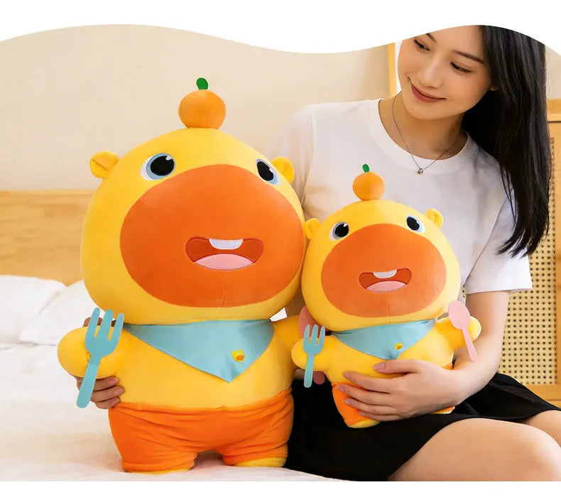 Capybara Lulu Plush Toy With Fork Spoon Soft Stuffed Animal