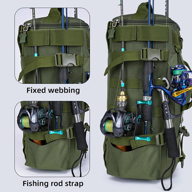 Large Capacity Fishing Gear Storage Backpack Fishing Bag Wet Dry Separation Splash-proof LUYA Bag Hiking Fishing Camping Packs