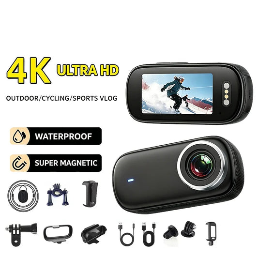4K WiFi Mini Action Camera Portable Helmet Motorcycle Body Cam for Vlogging Cycling Outdoor Sports