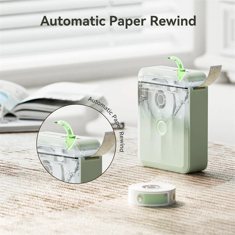 D110 Mini Portable Thermal Label Printer, Bluetooth Smart Label Maker with Adhesive Tape, Inkless 203 DPI for Home, Office & School