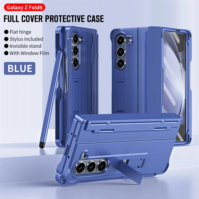 Phone Case With Pen Slot Stylus Hinge bracket Shell Membrane For Samsung Galaxy Z Fold 5 4 3 Case All-Inclusive Z Fold 6 3 Cover