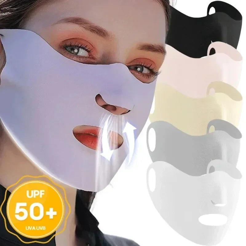 1PC Anti-uv UPF50+ Ice Silk Sunscreen Mask Traceless Summer Outdoor Sports Face Mask Breathable Exposed Mouth Nose Golf Mask