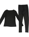 Thermal Underwear Black  for Women Long Johns Base Layer Cold Weather Top Bottom Ultra-Soft Women's Underwear Set