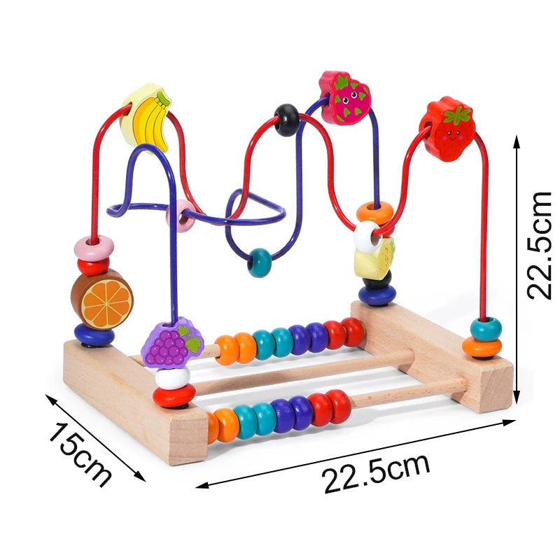 Montessori Wooden Toys Circles Bead Wire Maze Roller Coaster  Early Educational Puzzles Toy for  1 2 3 Years